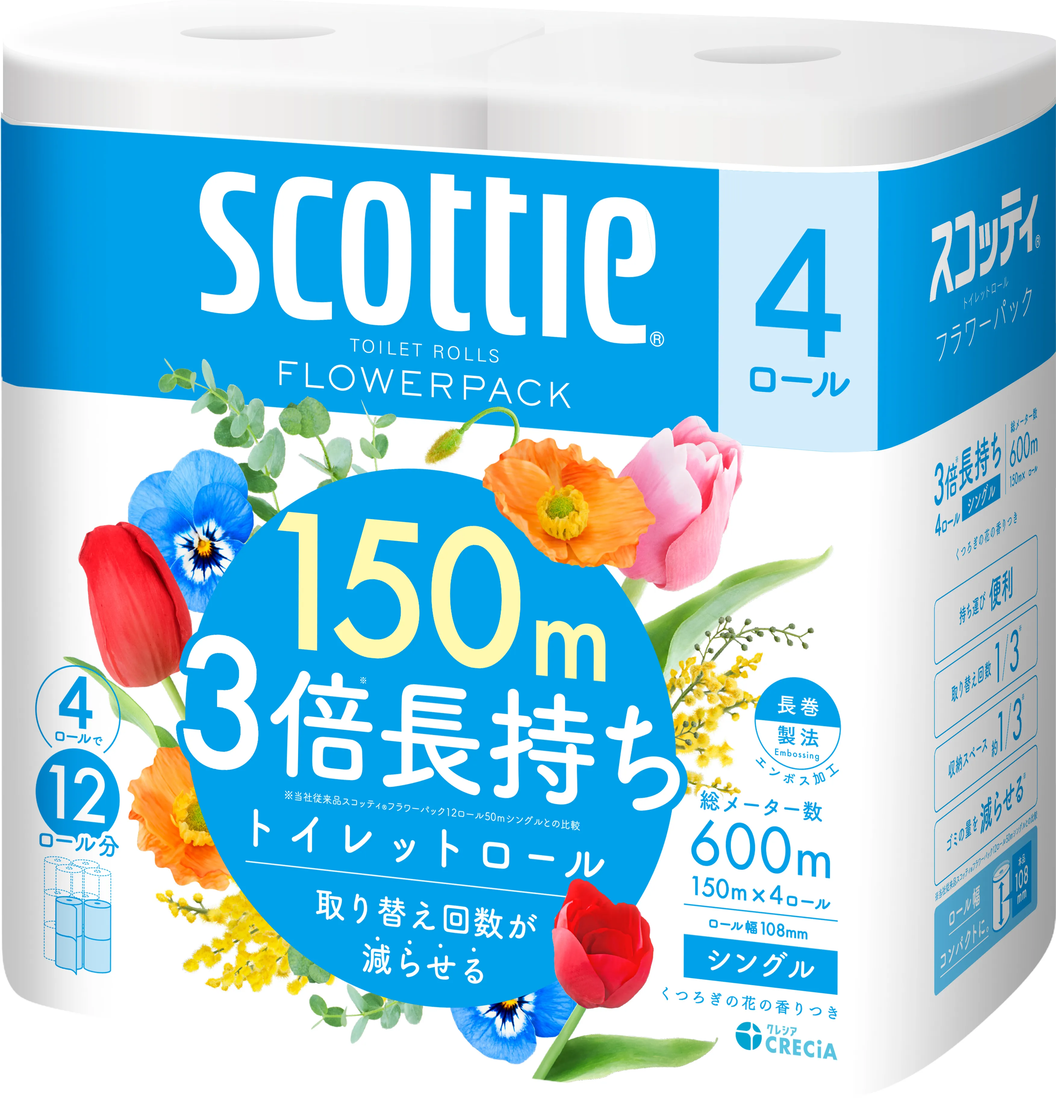 スコッティ 3倍長持ち４ロール（シングル）