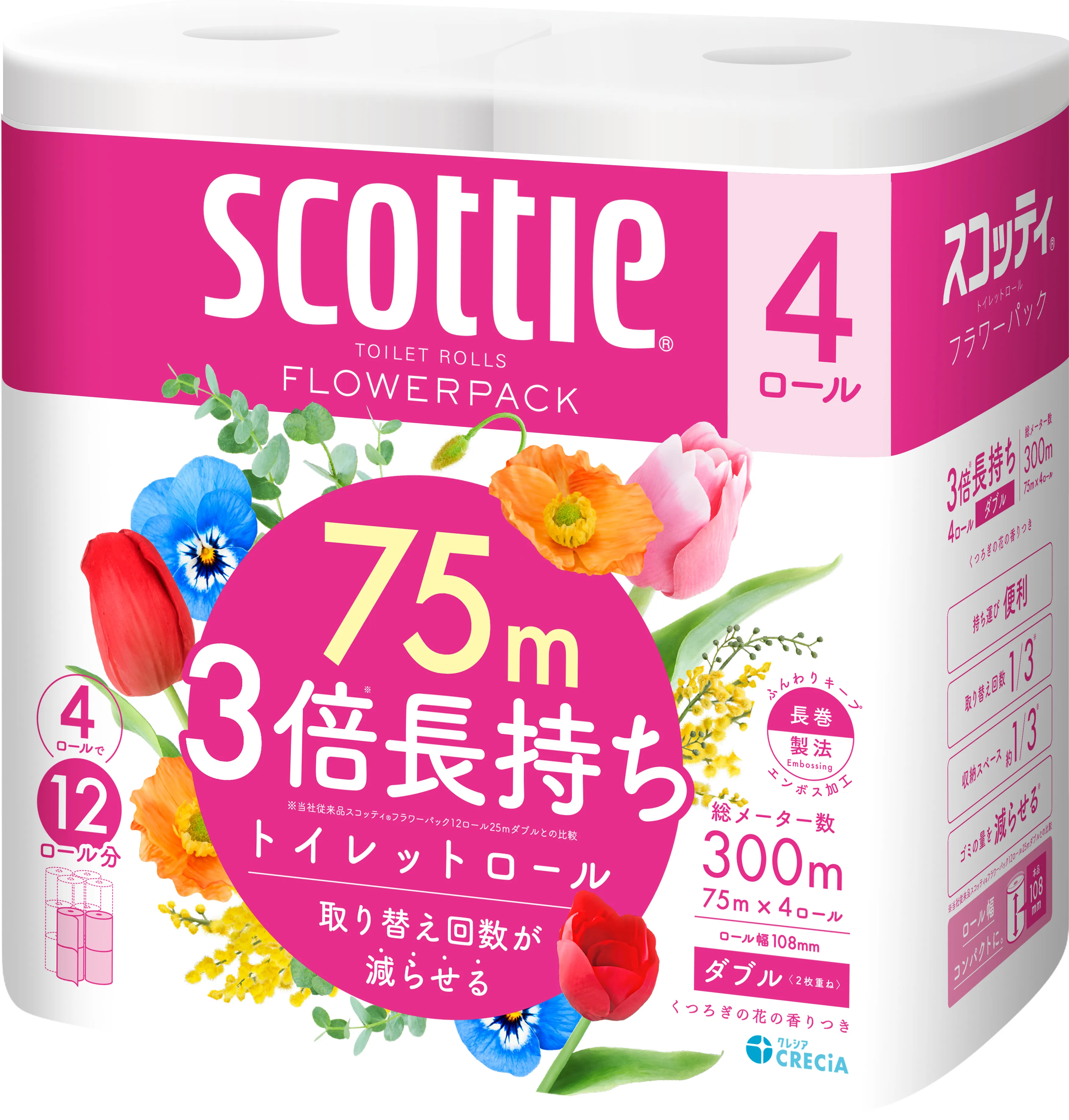 スコッティ 3倍長持ち４ロール（ダブル）